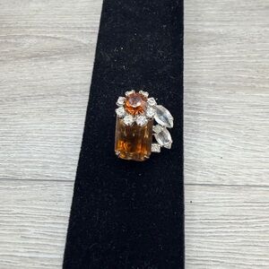 Elegant Orange and Silver Women's Brooch